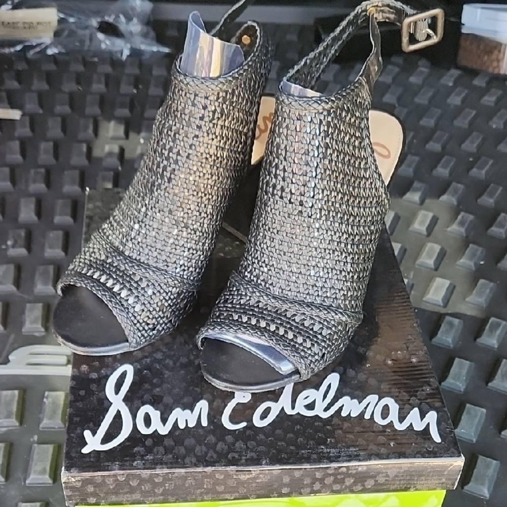 Sam Edelman Black Peep-Toe Heels